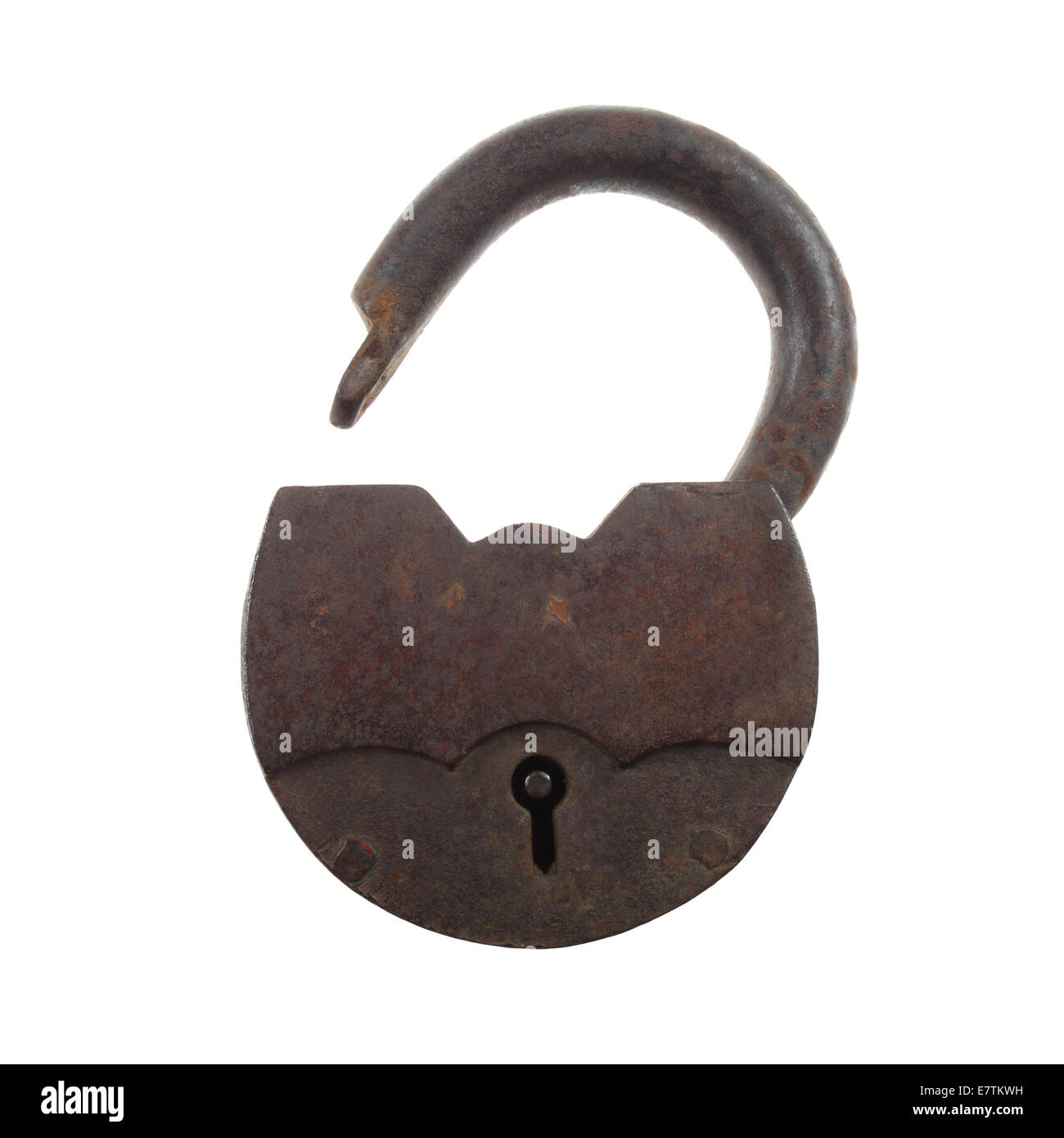 Vintage rusty padlock unlocked isolated on white background Stock Photo ...