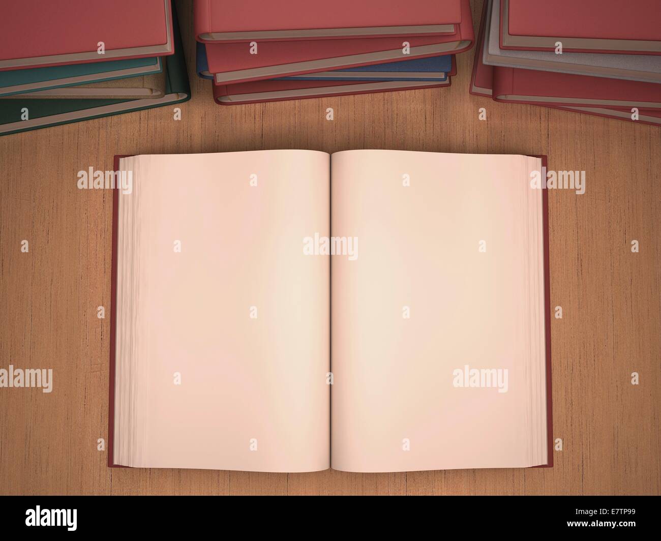 Open book, computer artwork. Stock Photo