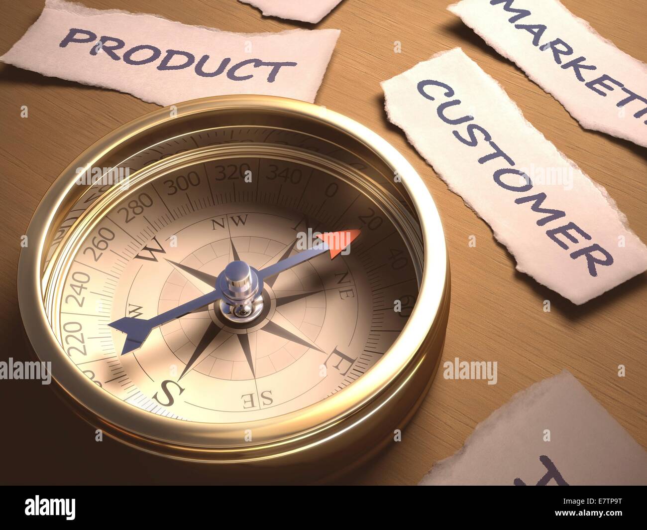 Traditional compass, conceptual artwork. Stock Photo