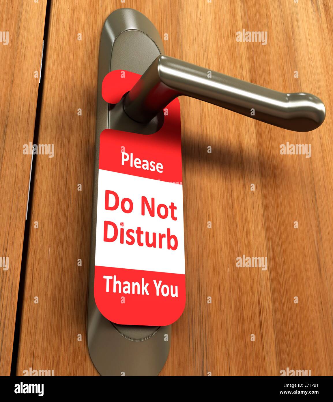 Door handle with do not disturb sign, conceptual artwork, Stock Photo