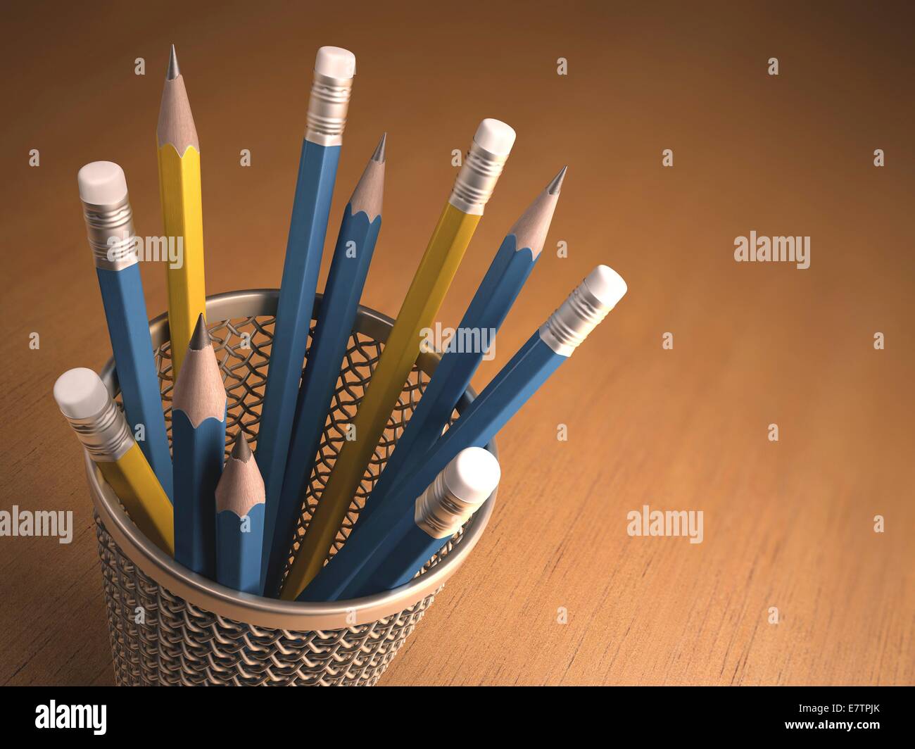 Pencils in a pot, computer artwork. Stock Photo