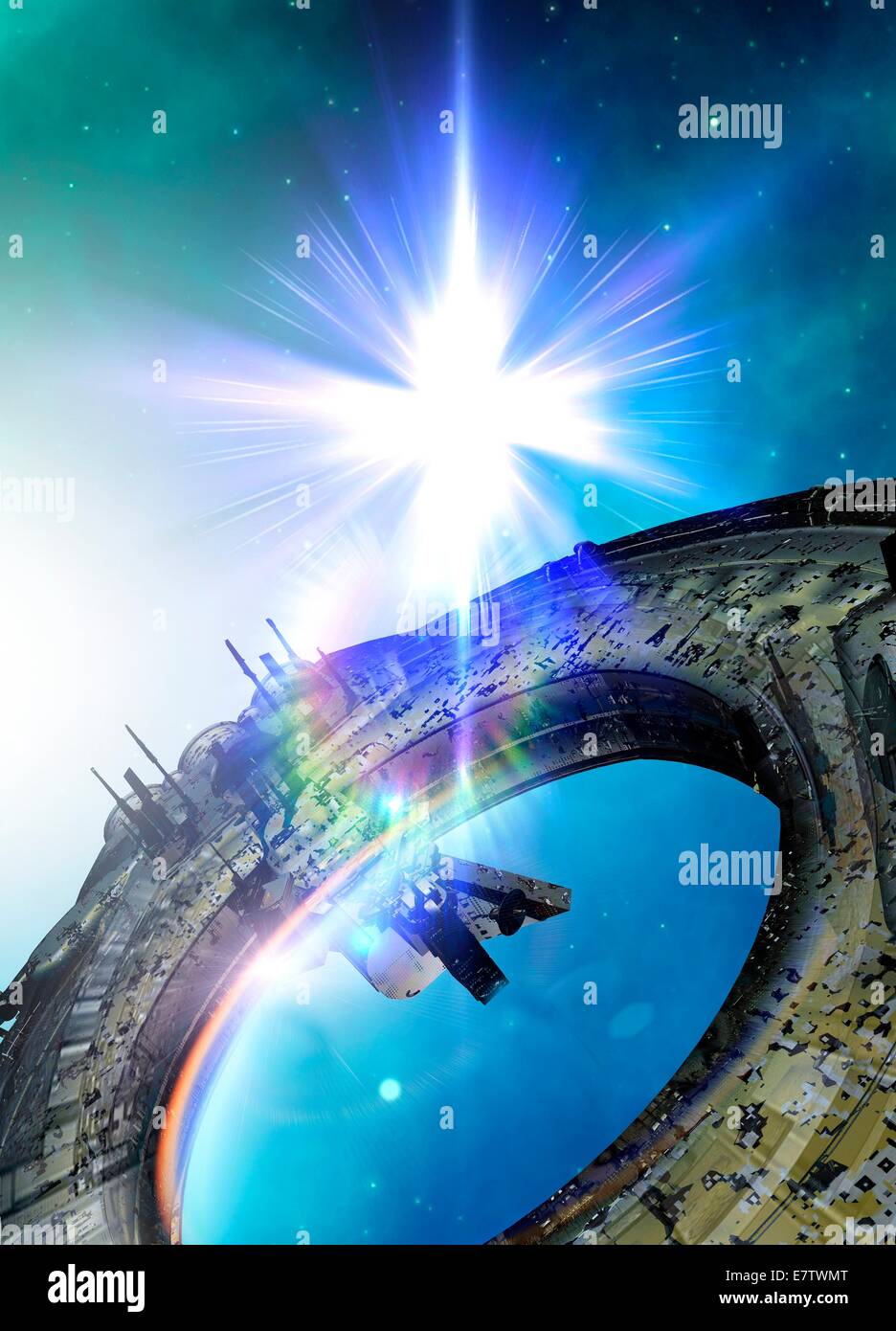 Space station in orbit, computer artwork Stock Photo - Alamy