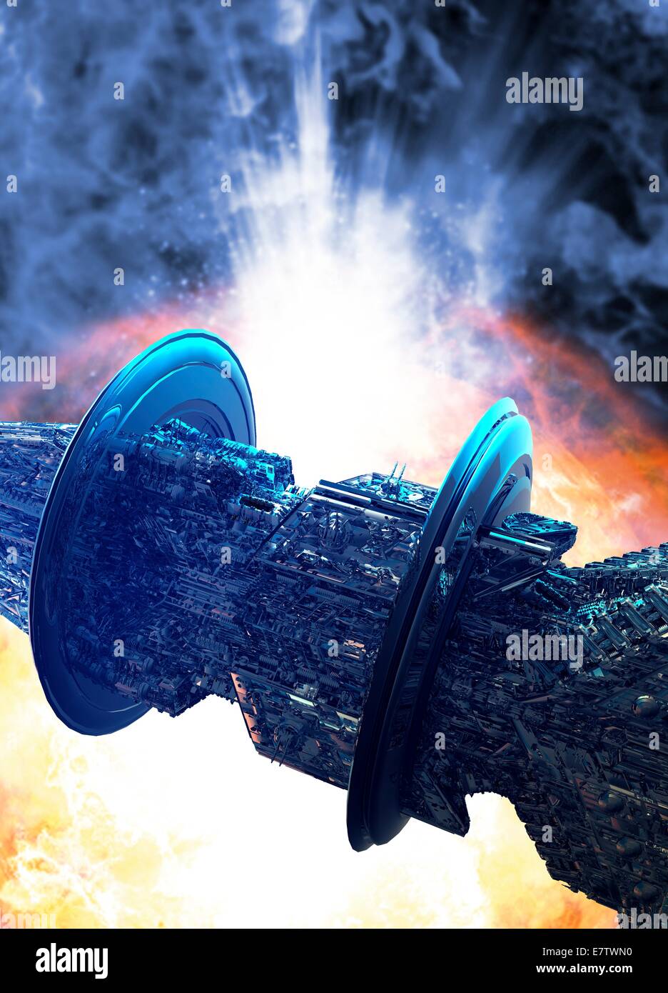 Space station in orbit, computer artwork Stock Photo - Alamy