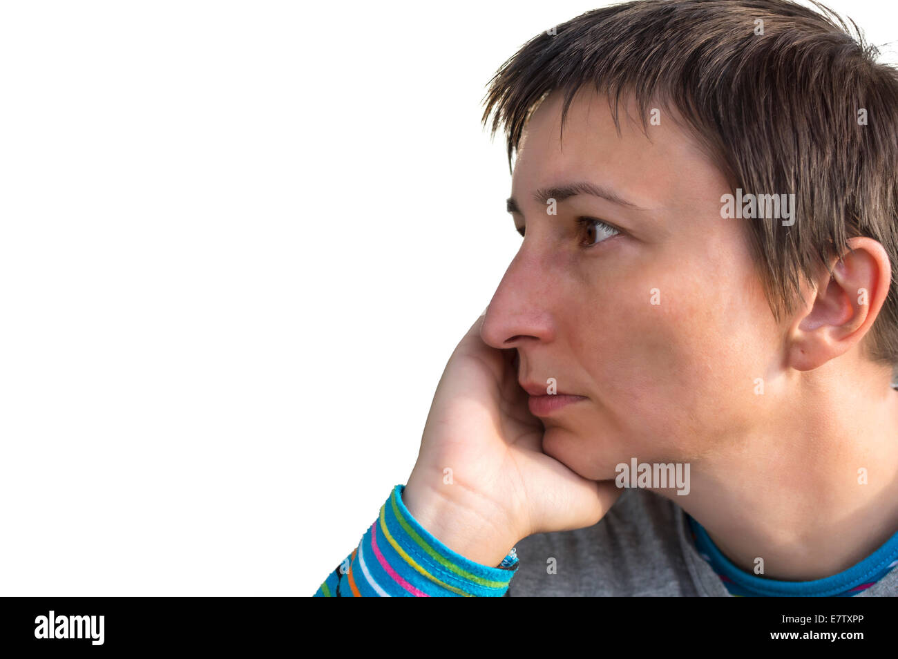 Woman suffering from a strong depression. Stock Photo