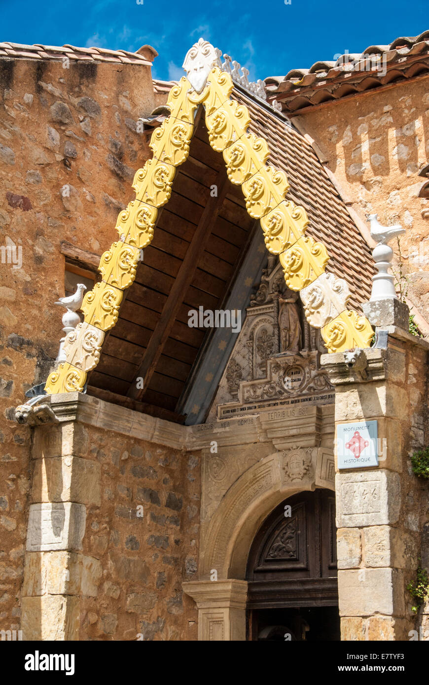 Rennes Le Chateau Front Door Of The Church Stock Photo Alamy