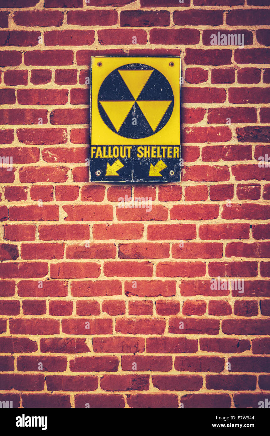 Nuclear Fallout Shelter Sign Stock Photo