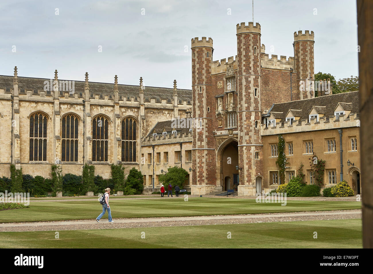 The Great Court of Trinity College, Cambridge, England, ancient seat of learning Stock Photo