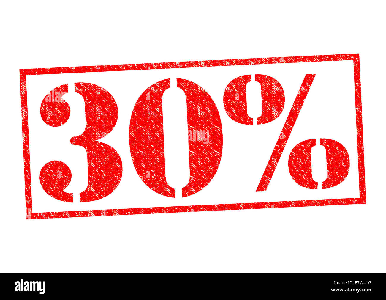 30% Rubber Stamp over a white background. Stock Photo