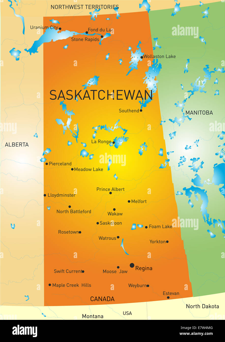 Saskatchewan province map Stock Photo