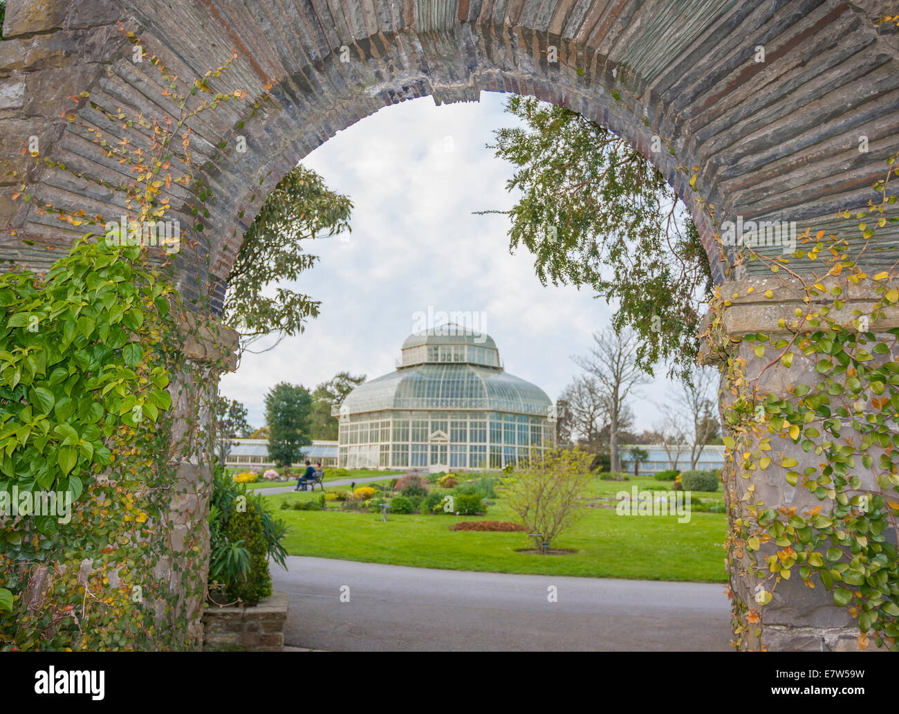 Dublin, Ireland Apr 19 Great Palm House Greenhouse through the arc