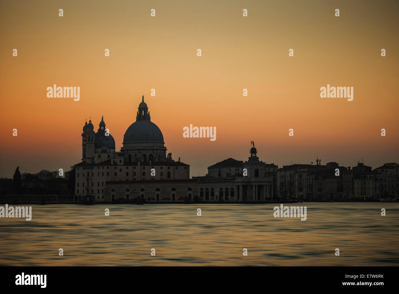 Santa Maria della Salute at sunset - Venice. Stock Photo