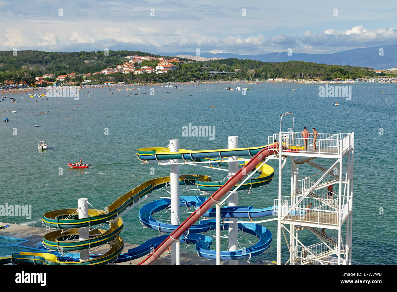 water slide, 'San Marino' beach, Lopar, Rab Island, Kvarner Gulf, Croatia Stock Photo
