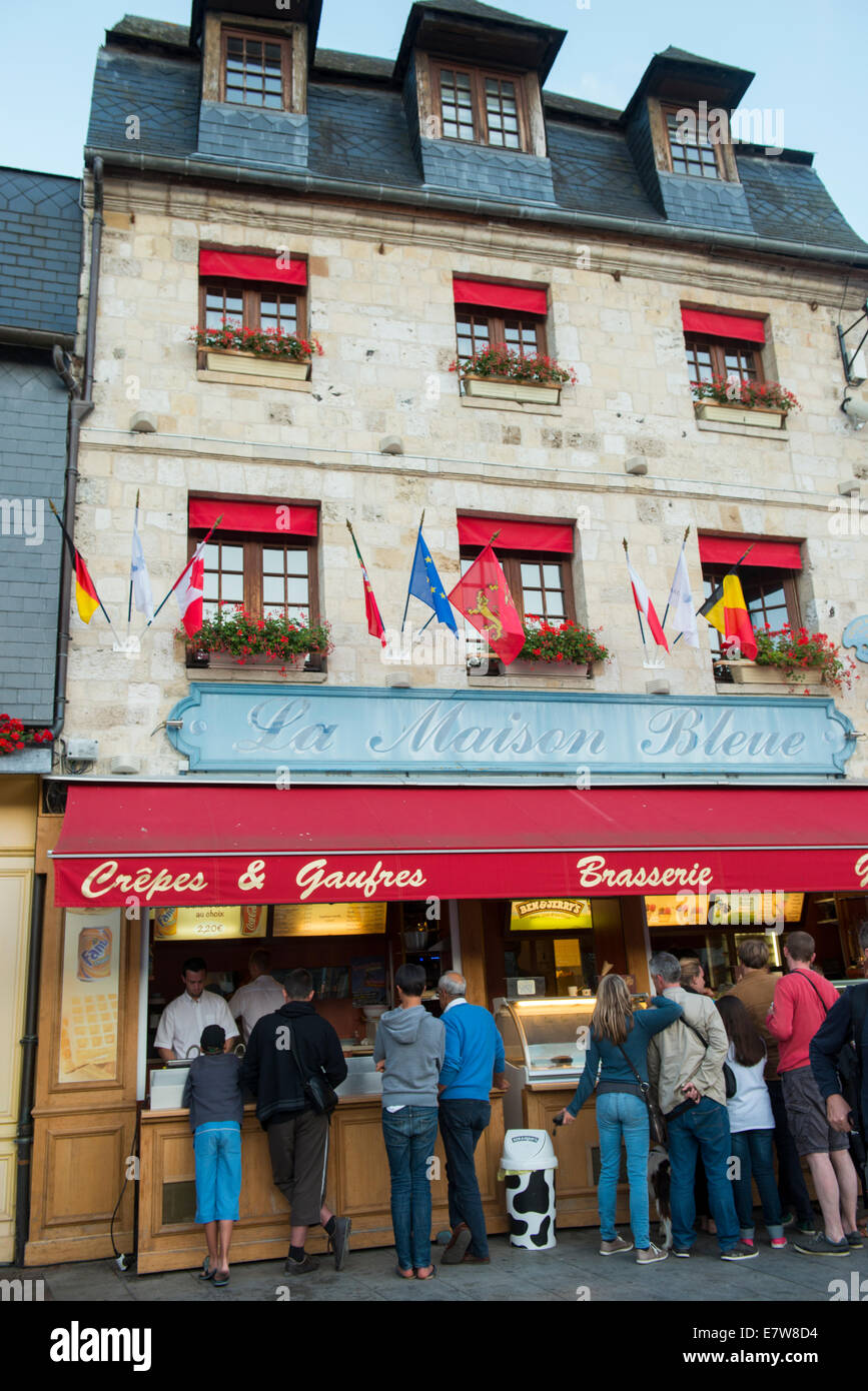 An evening market on the streets of Honfleur, Normandy France Europe Stock Photo