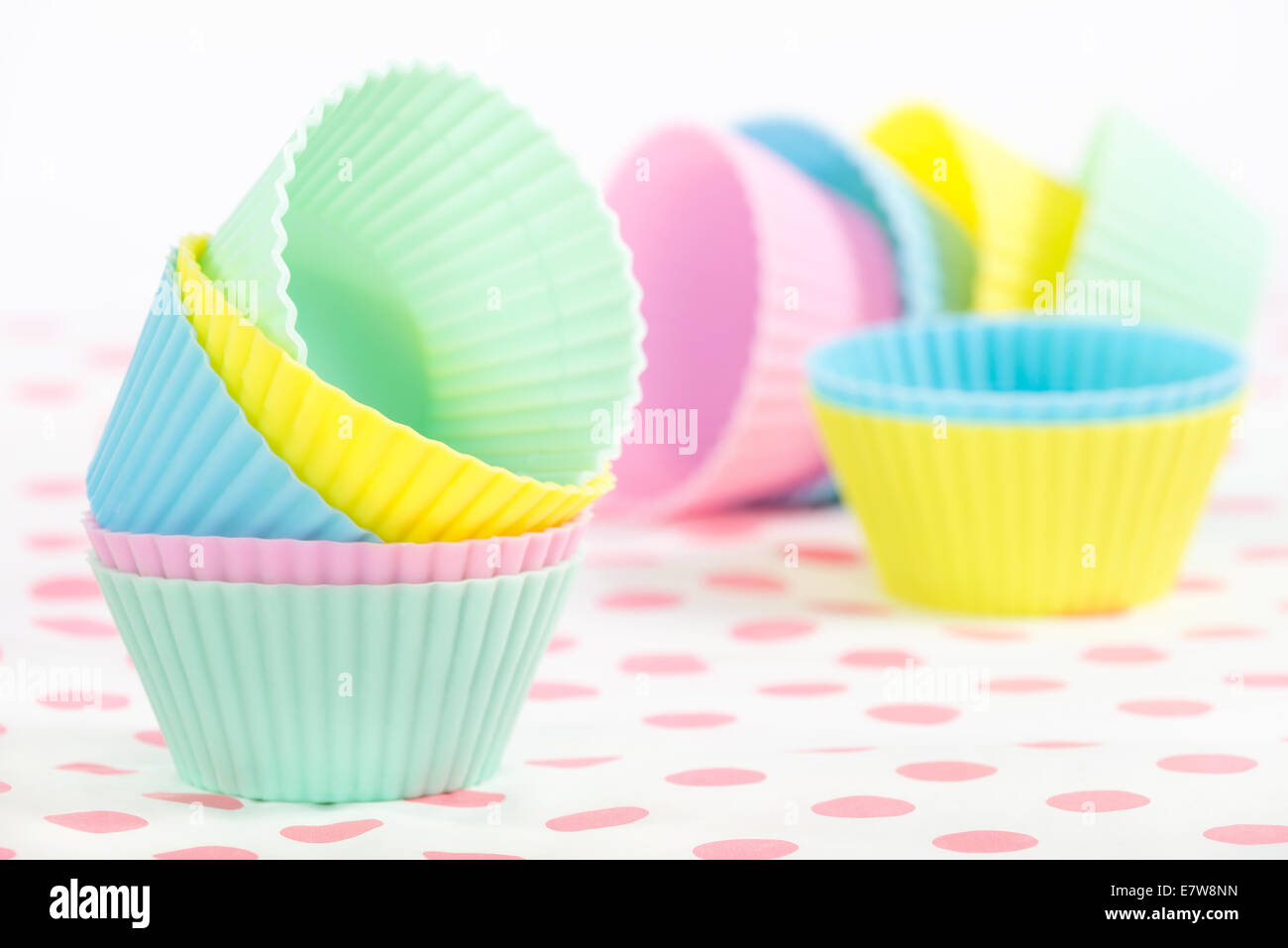 Cupcake baking cups in pastel colors Stock Photo Alamy