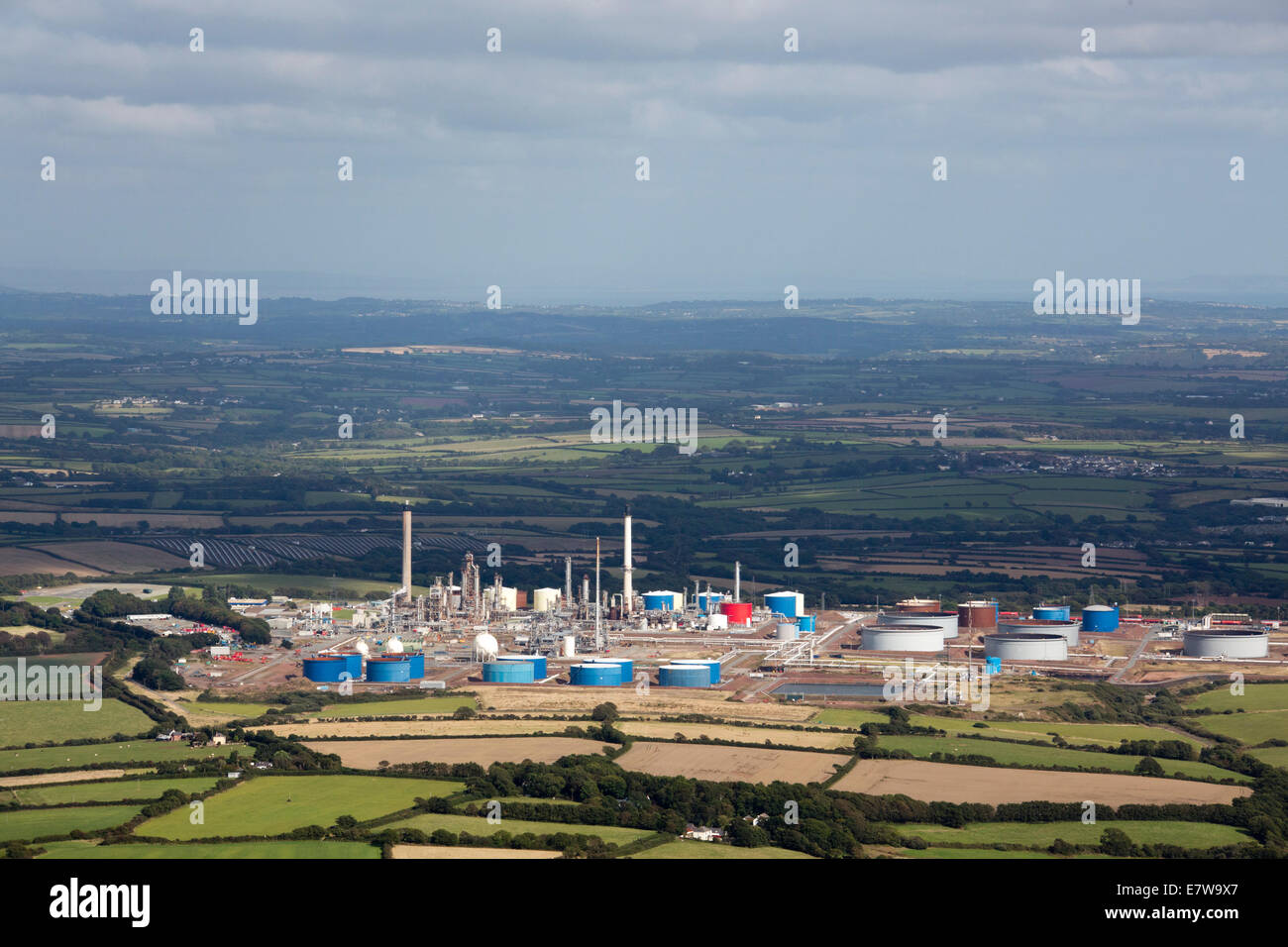Aerial view of Murco refinery Milford Haven Hubberston Pembrokeshire, Wales UK Stock Photo