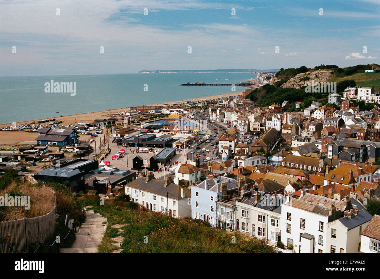 Ancient Port of Hastings, East Sussex, from East Hill Stock Photo