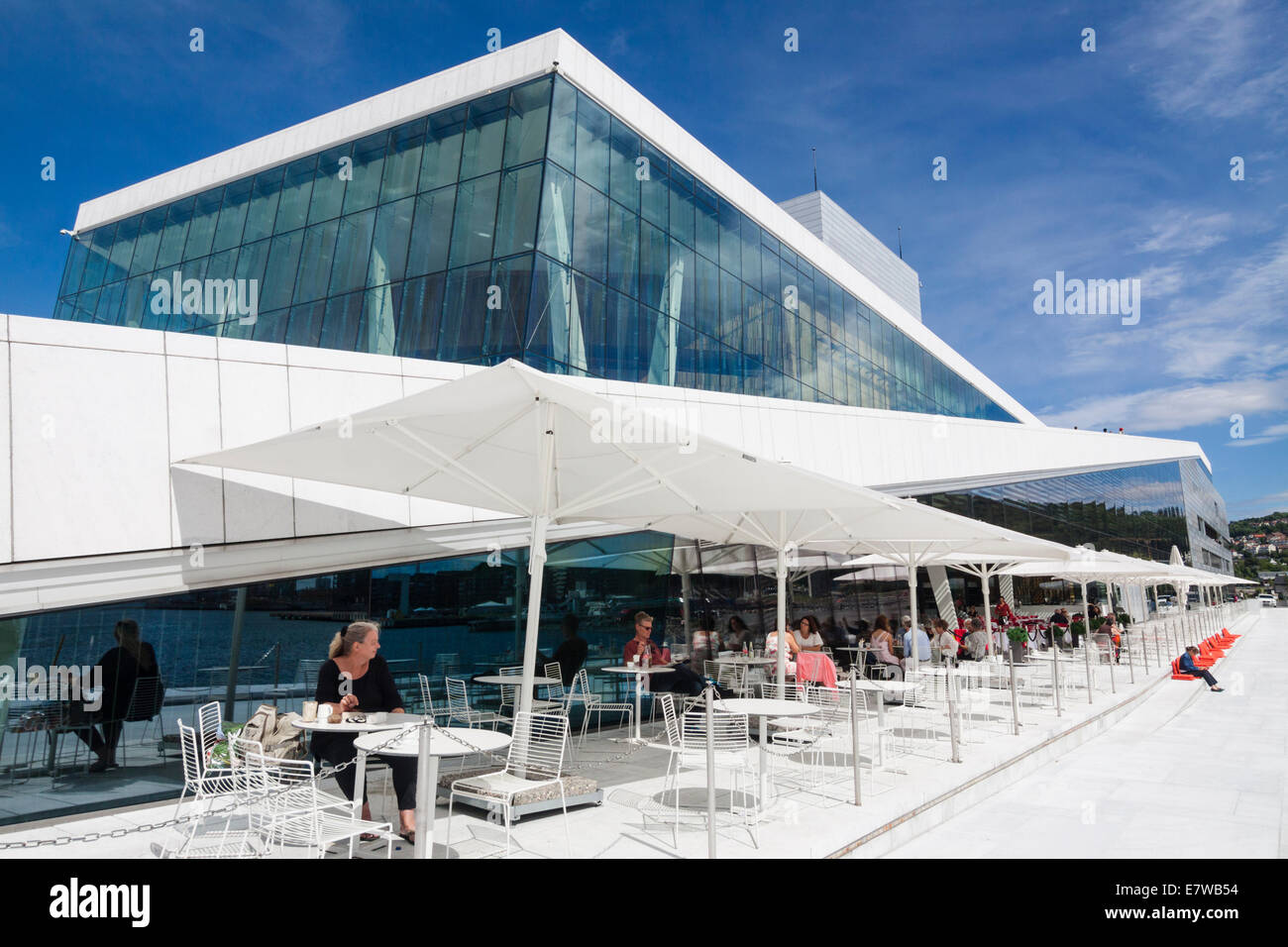 Outdoor cafeteria of the Opera Hall, Oslo, Norway Stock Photo