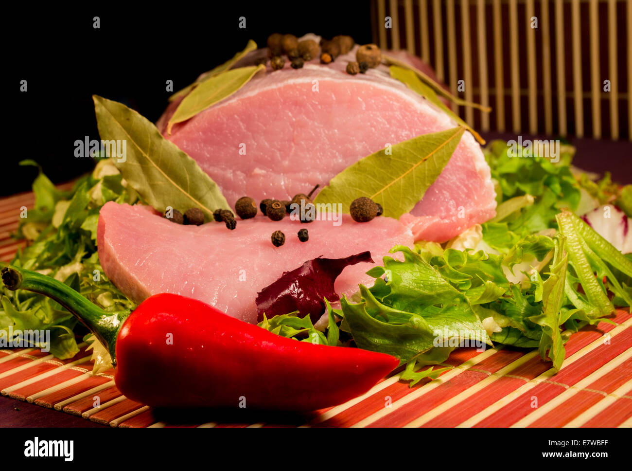 Sliced raw meat Stock Photo Alamy