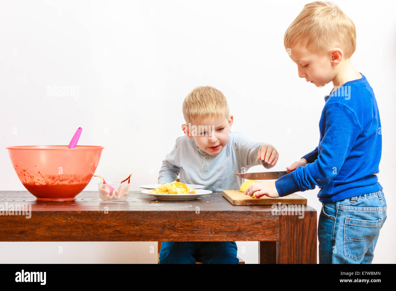 Child Little Boy Playing Dangerous Game With A Kitchen Knife Cut