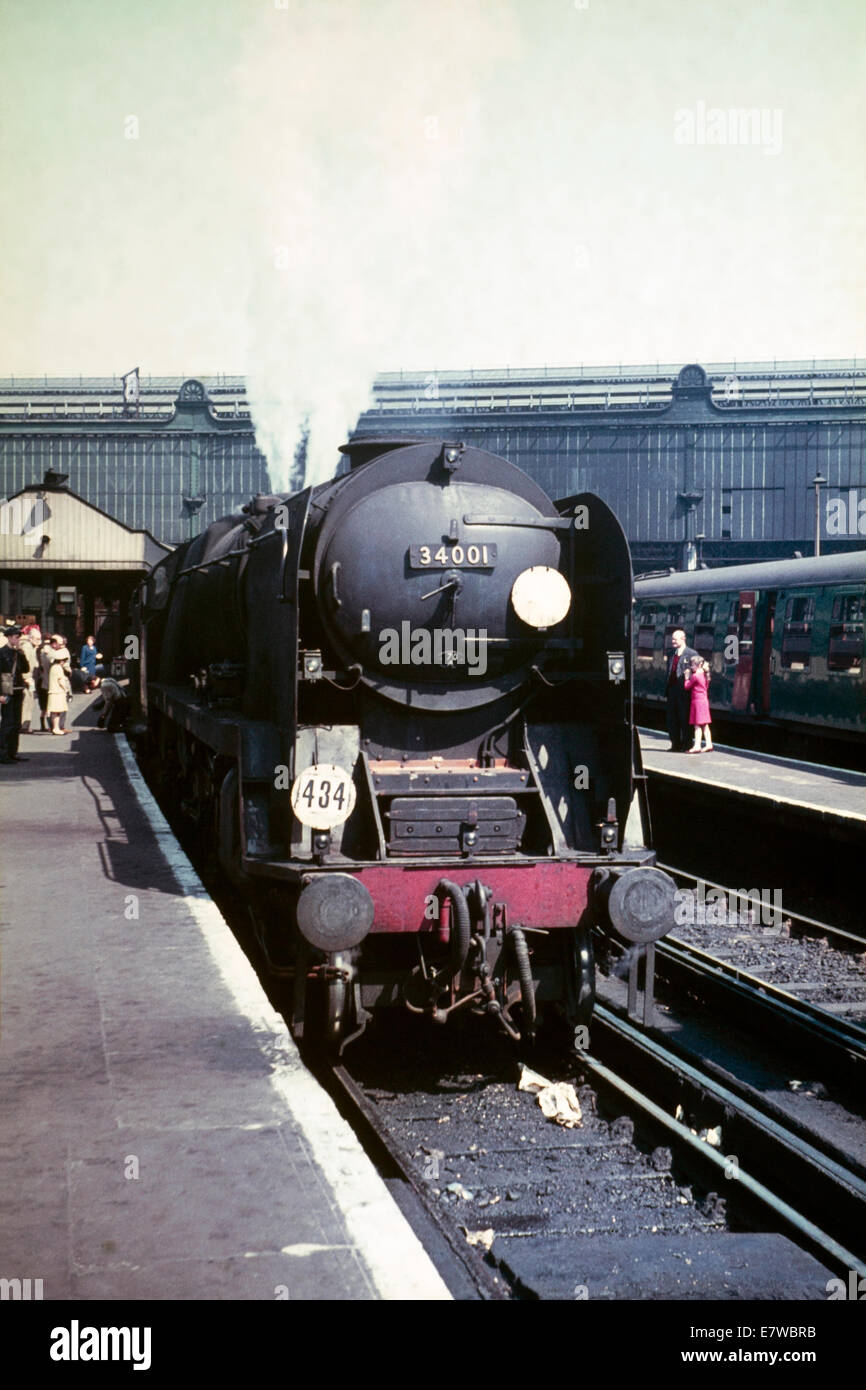 original british railways steam train west country class 34001 exeter ...