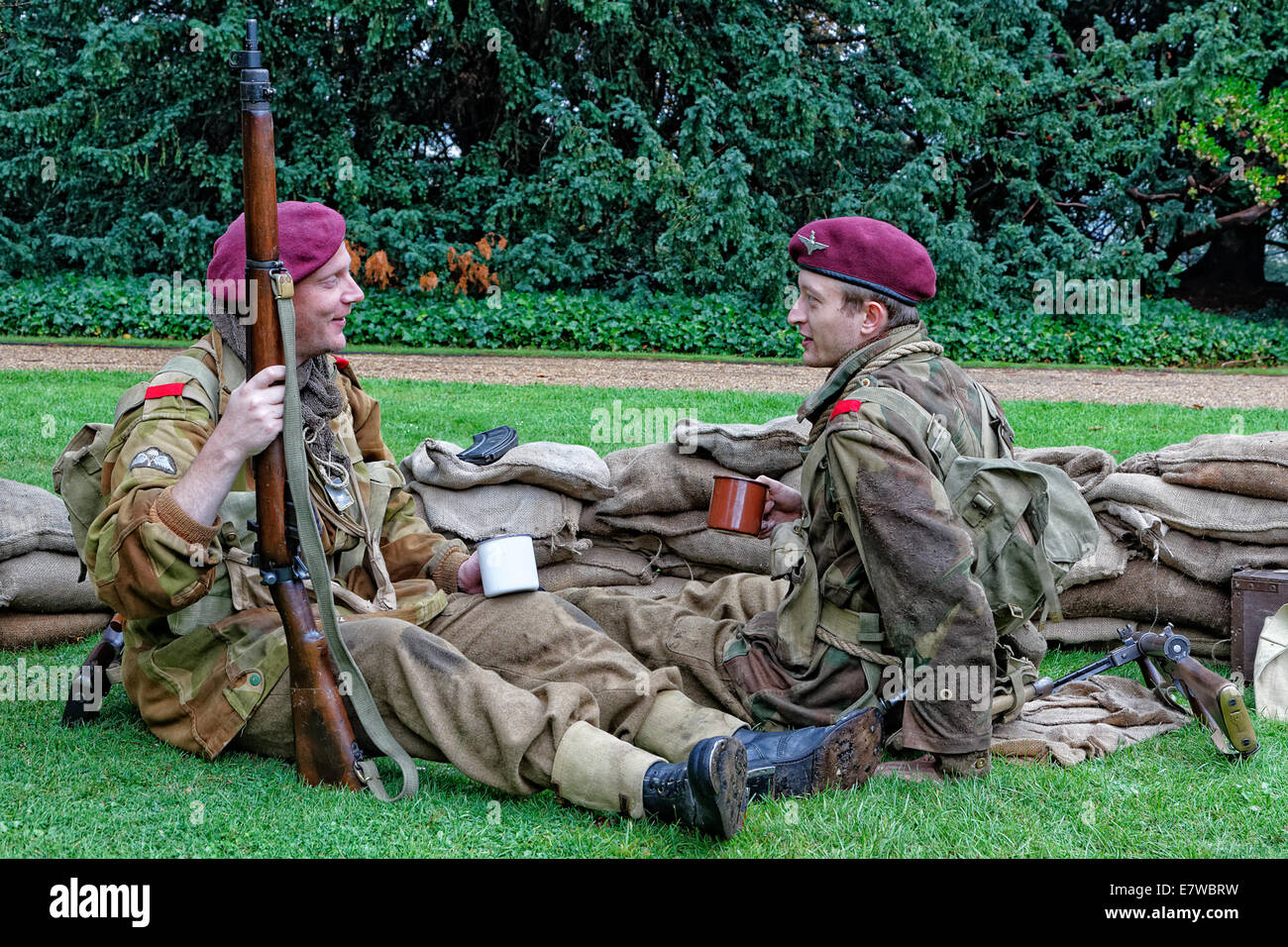 Foreign Field Living History Group portraying 9th Eastern & Home Counties Parachute Battalion Stock Photo