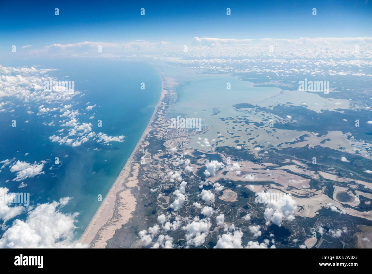Aerial of the Yucatan coast in the Gulf of Mexico. Stock Photo