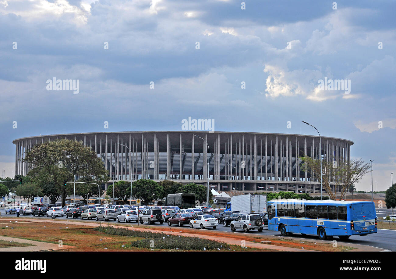 street scene national stadium Mané Garrincha Brasilia Brazil Stock Photo