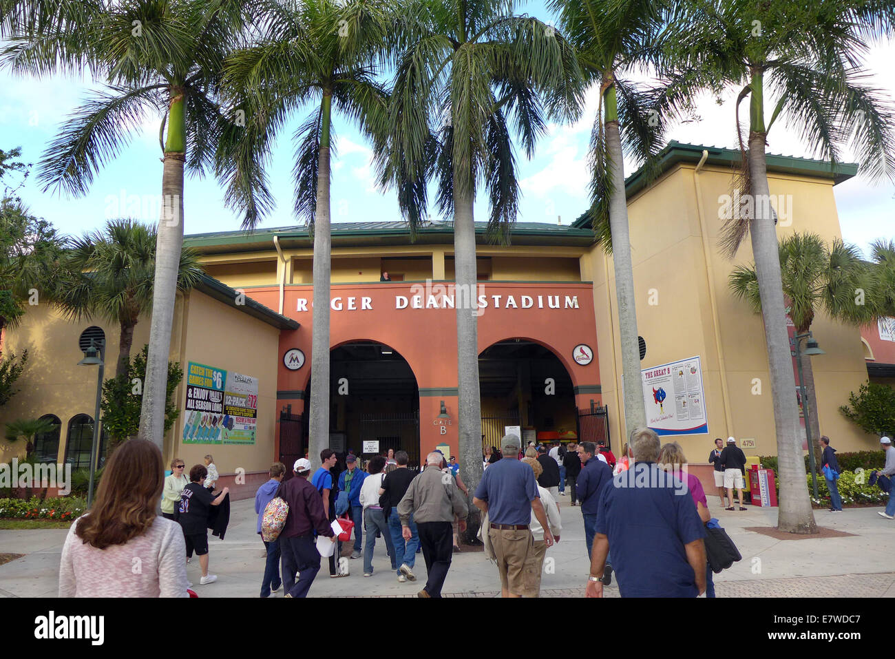 People entering the Roger Dean Stadium Albacoa Jupiter Florida Stock Photo