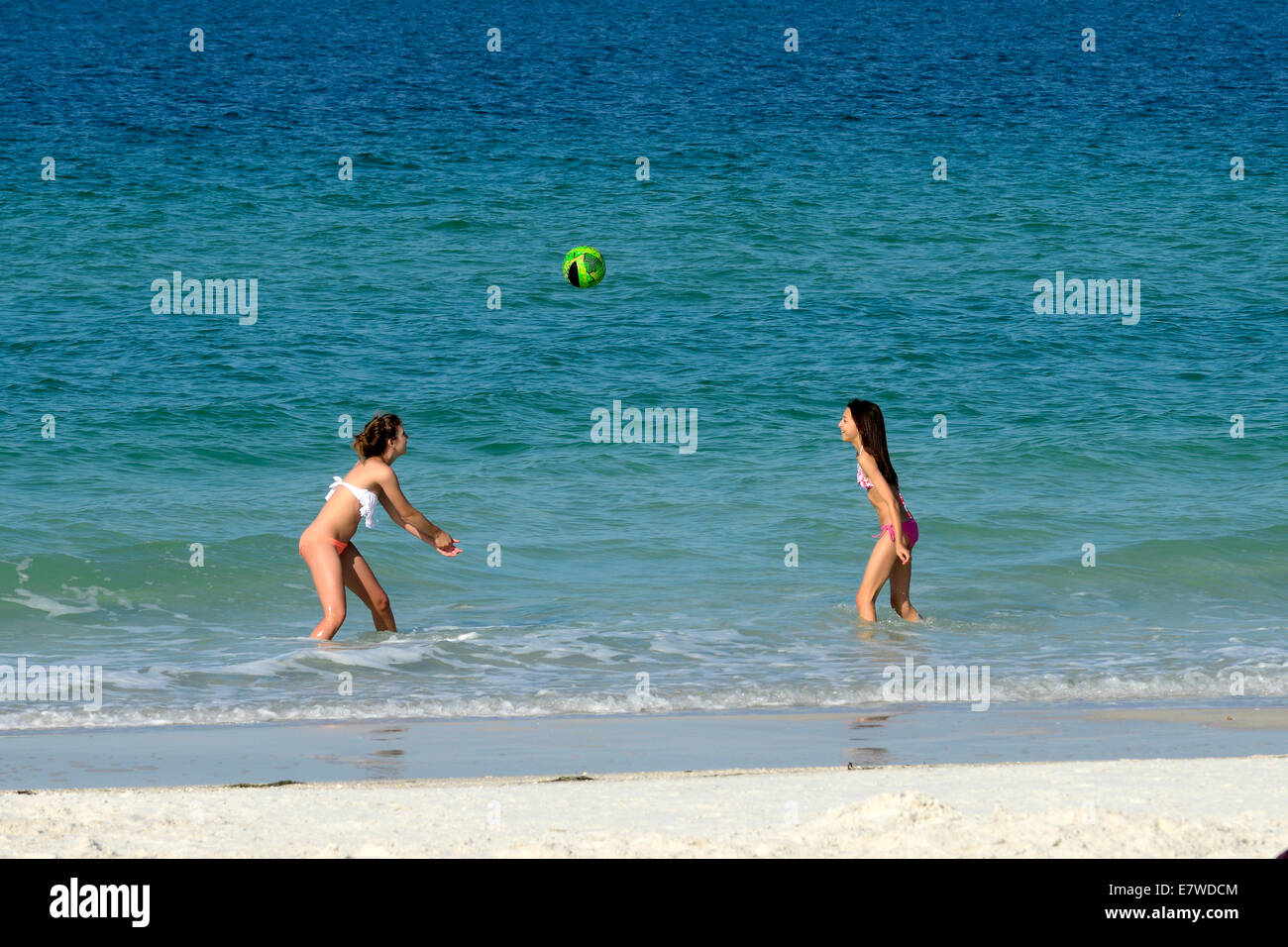 Playing casual volleyball at Bradenton Beach Bradenton Florida FL Stock Photo