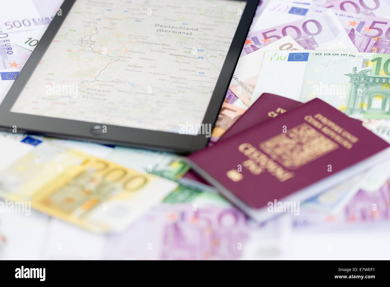 Czech passports and EUR money Stock Photo