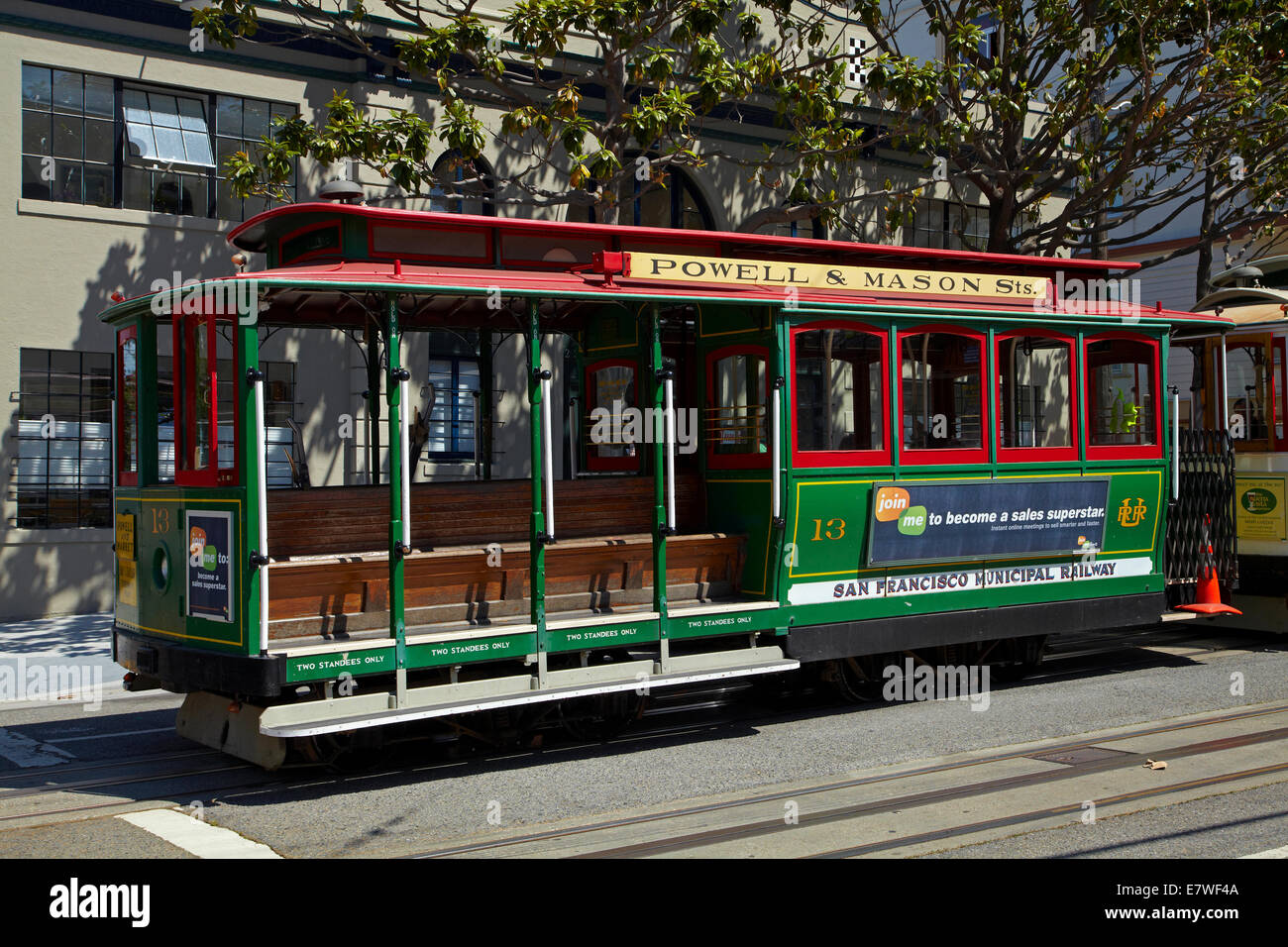 Cable car at outer terminal - Powell & Mason Cablecar Line, Taylor Street, Fishermans Wharf, San Francisco, California, USA Stock Photo