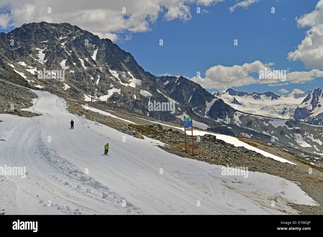 A Ski slope at Whistler Mountain. Skiers of all levels find challenging