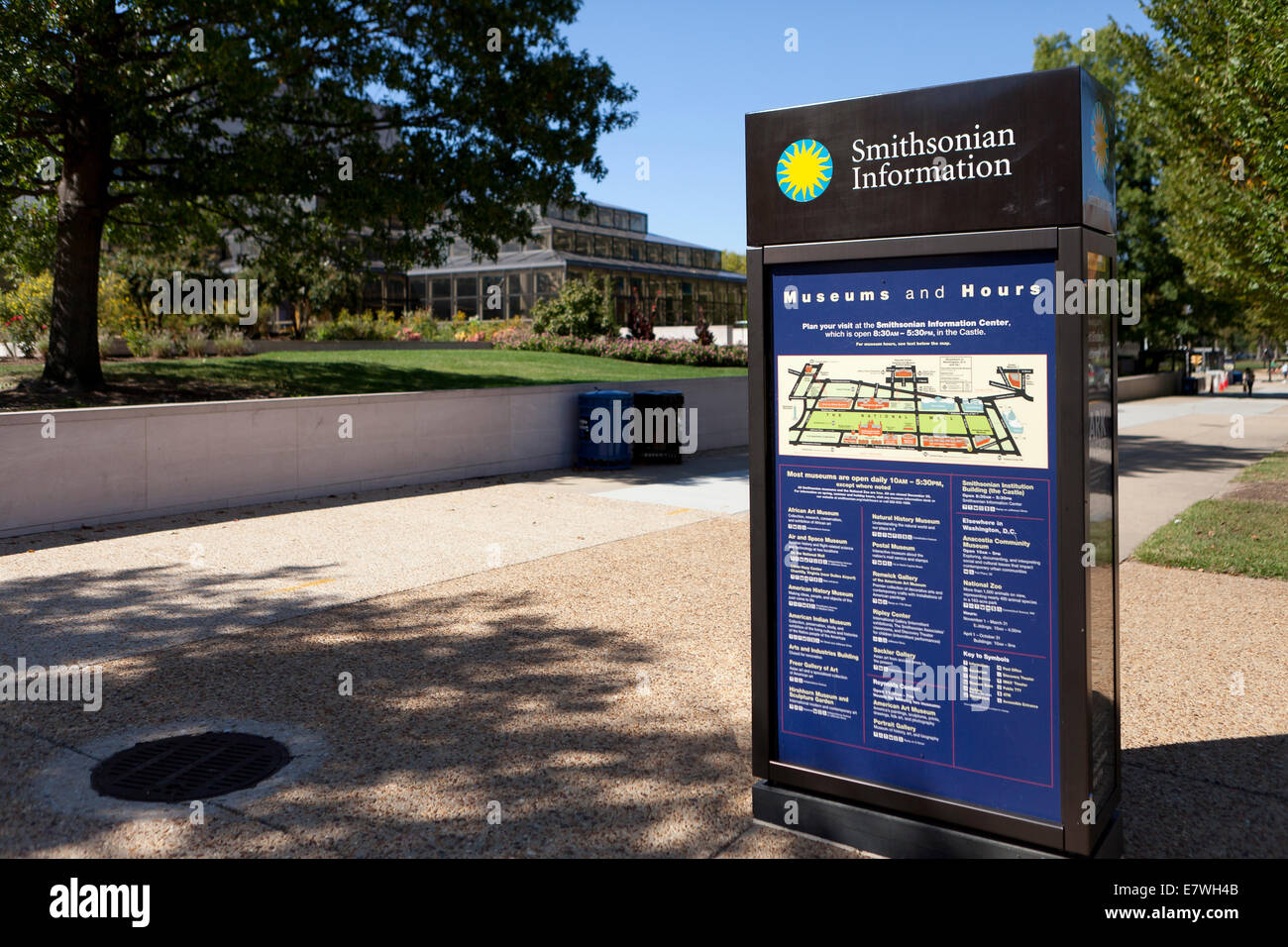 Smithsonian Institution Museum visitor's map and information board - Washington, DC USA Stock Photo