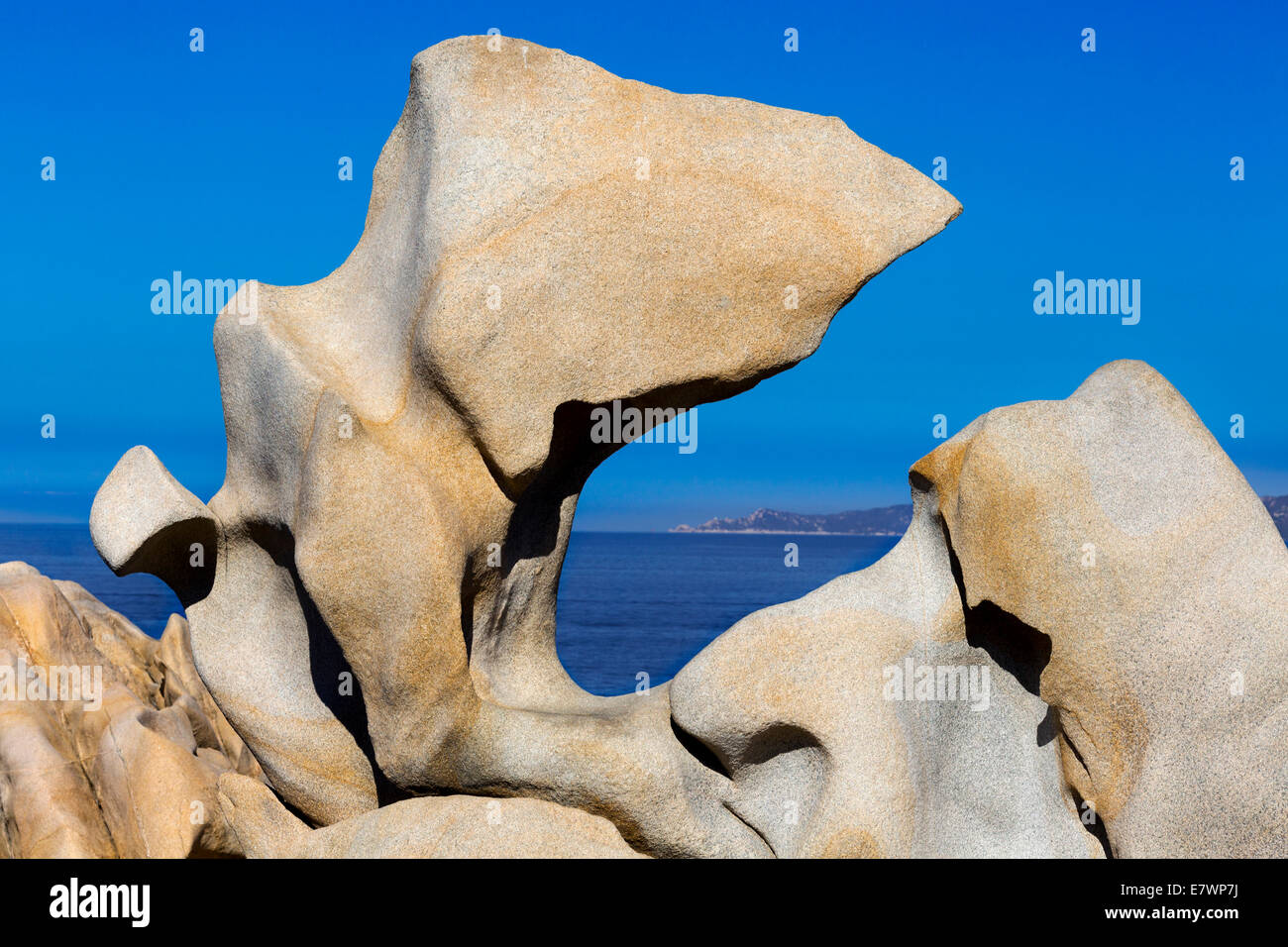 Bizarre eroded rock formations, headland of Campo Moro, Belvédère Campomoro, Corse-du-Sud, Corsica, France Stock Photo