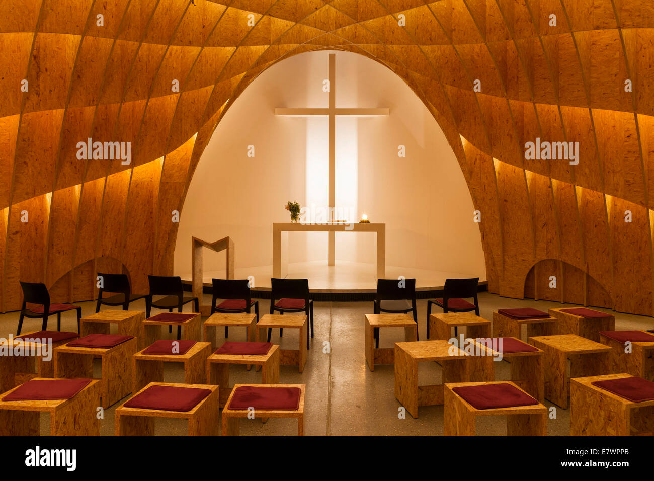 Interior, Siegerland Motorway Church at the A45 motorway, by architects Schneider and Schumacher, Wilnsdorf Stock Photo