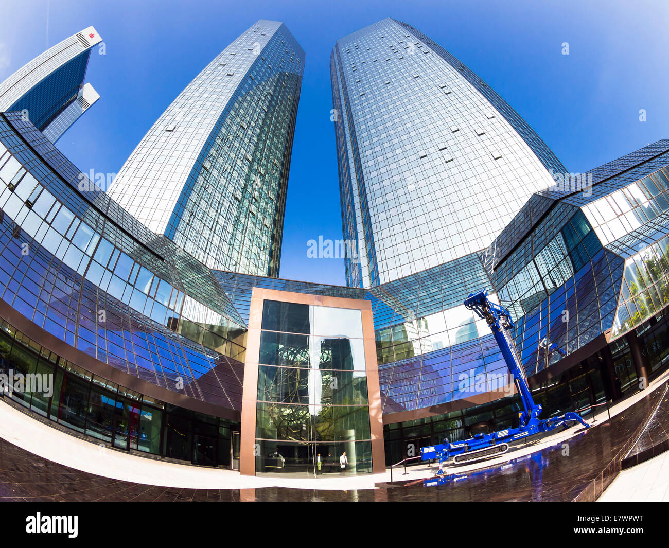 Main entrance and portal of Deutsche Bank, fisheye, Frankfurt am Main, Hesse, Germany Stock Photo