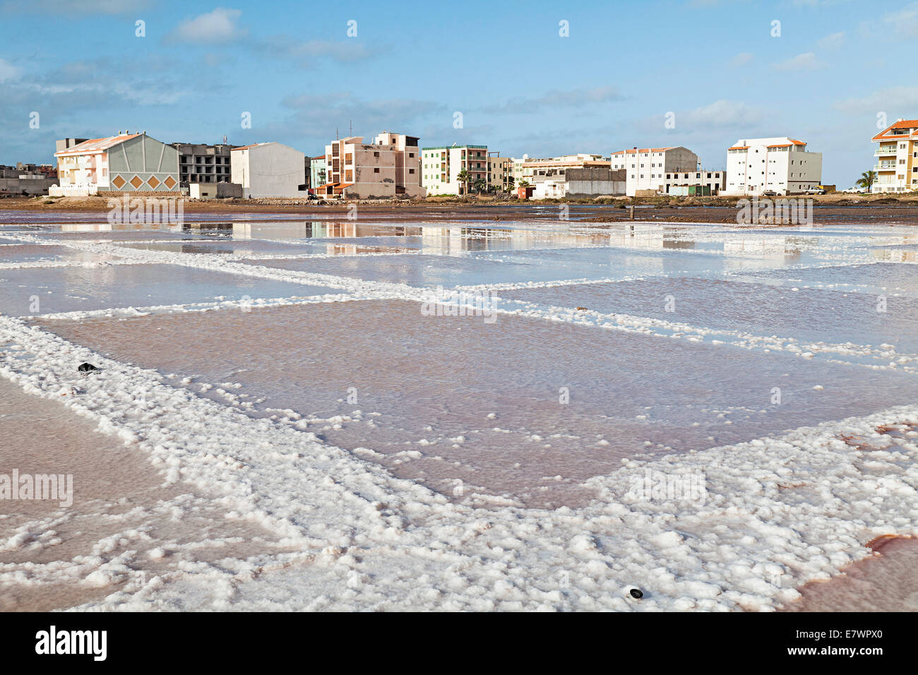 Salt basin in the disused saline, Sal Rei, Boa Vista, Cape Verde Stock Photo