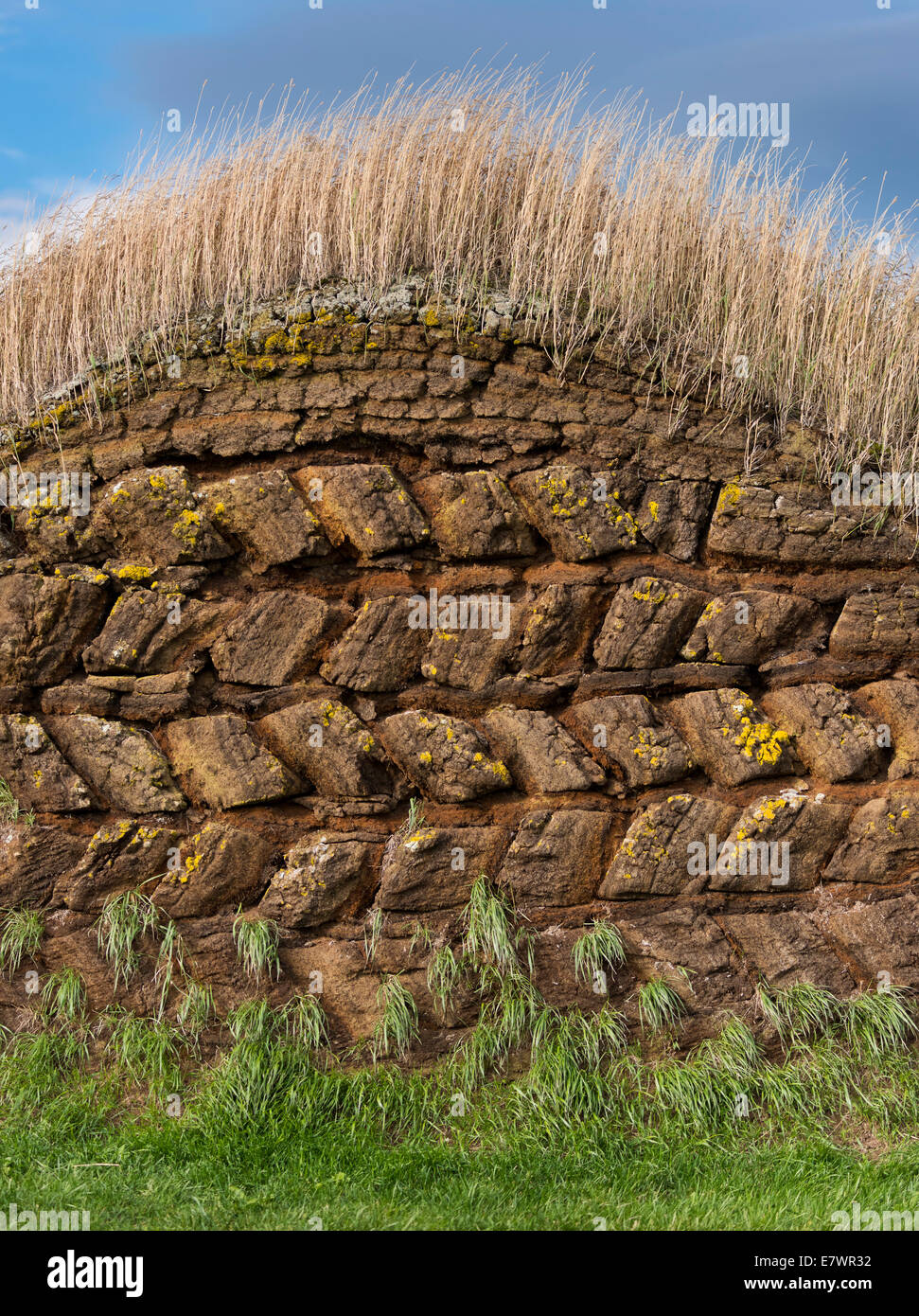 Wall made of peat, Glaumbaer or Glaumbær Museum, Northwestern Region, Iceland Stock Photo