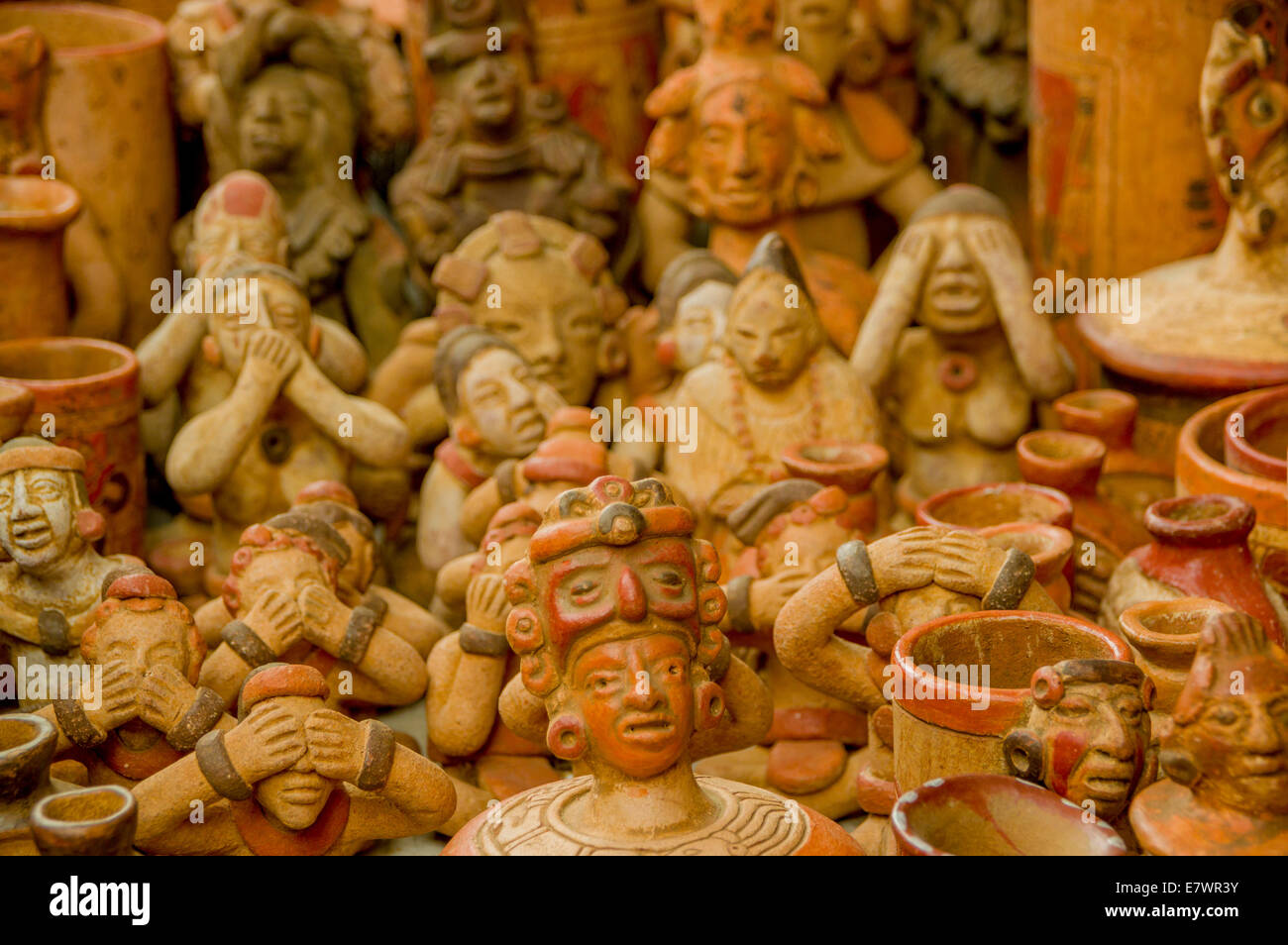 mayan pottery figurines Stock Photo