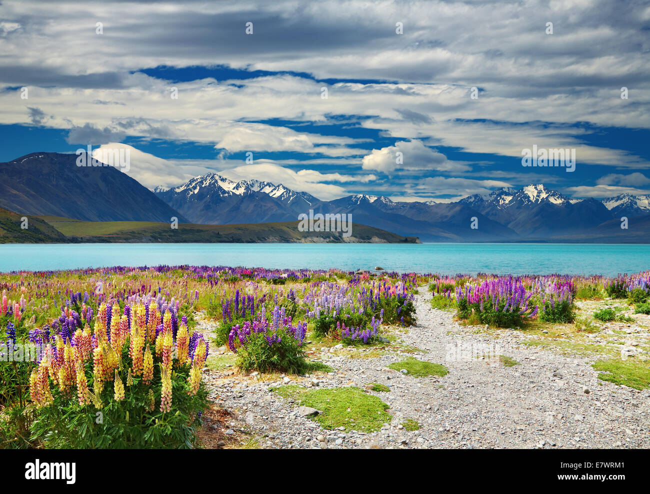 Lake Tekapo, Southern Alps, New Zealand Stock Photo