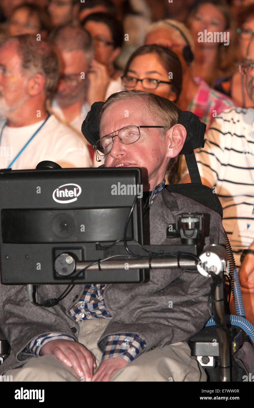 Physicist Stephen Hawking attending the second editon of the Starmus Festival at the Abama Golf & Spa Resort in Tenerife, Canary Islands on September 22, 2014/picture alliance Stock Photo