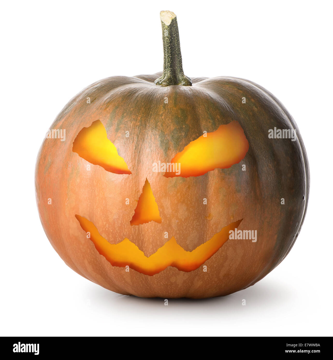 Round Halloween pumpkin isolated on a white background Stock Photo