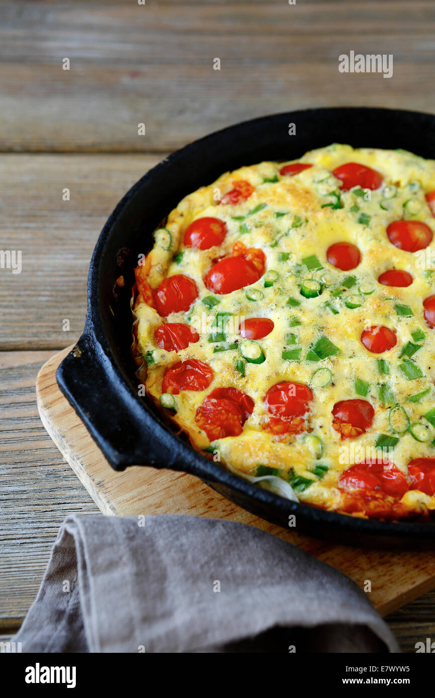 Frittata in a frying pan, food closeup Stock Photo Alamy