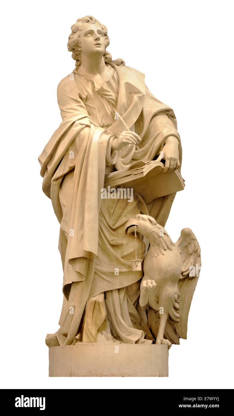 Antwerp / Antwerpen, Belgium. Cathedral (Onze-Lieve-Vrouwkathedral: 1352-1521. Gothic) Statue: St John (c1780 Cornelius de Smet) Stock Photo