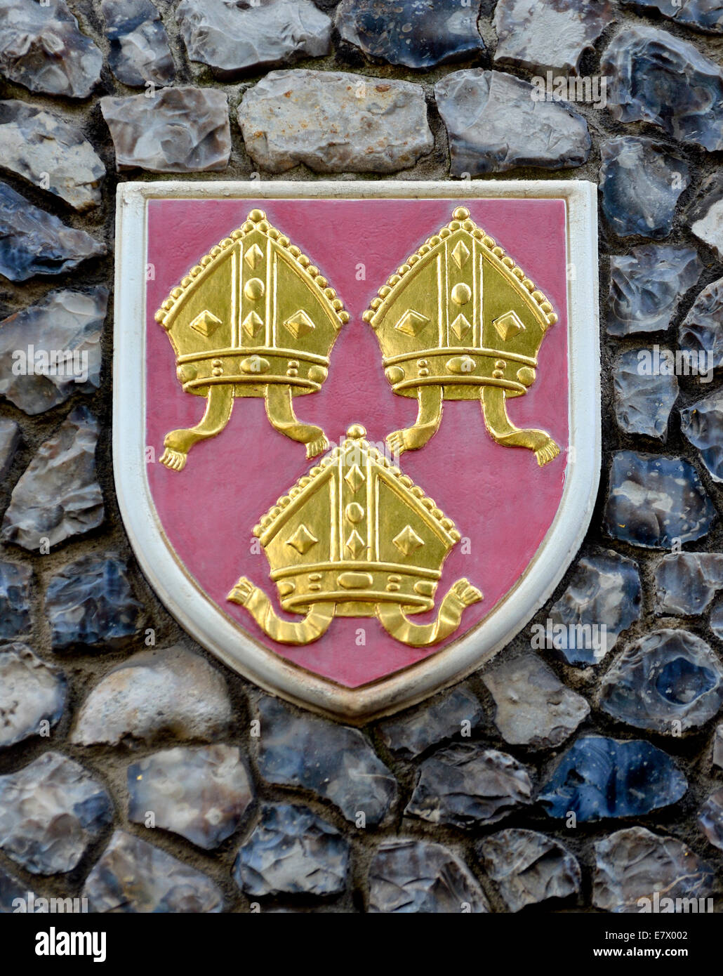 London, England, UK. Church House in Deans Yard, Westminster. Coat of arms set in the outside wall:  diocese of Chester Stock Photo