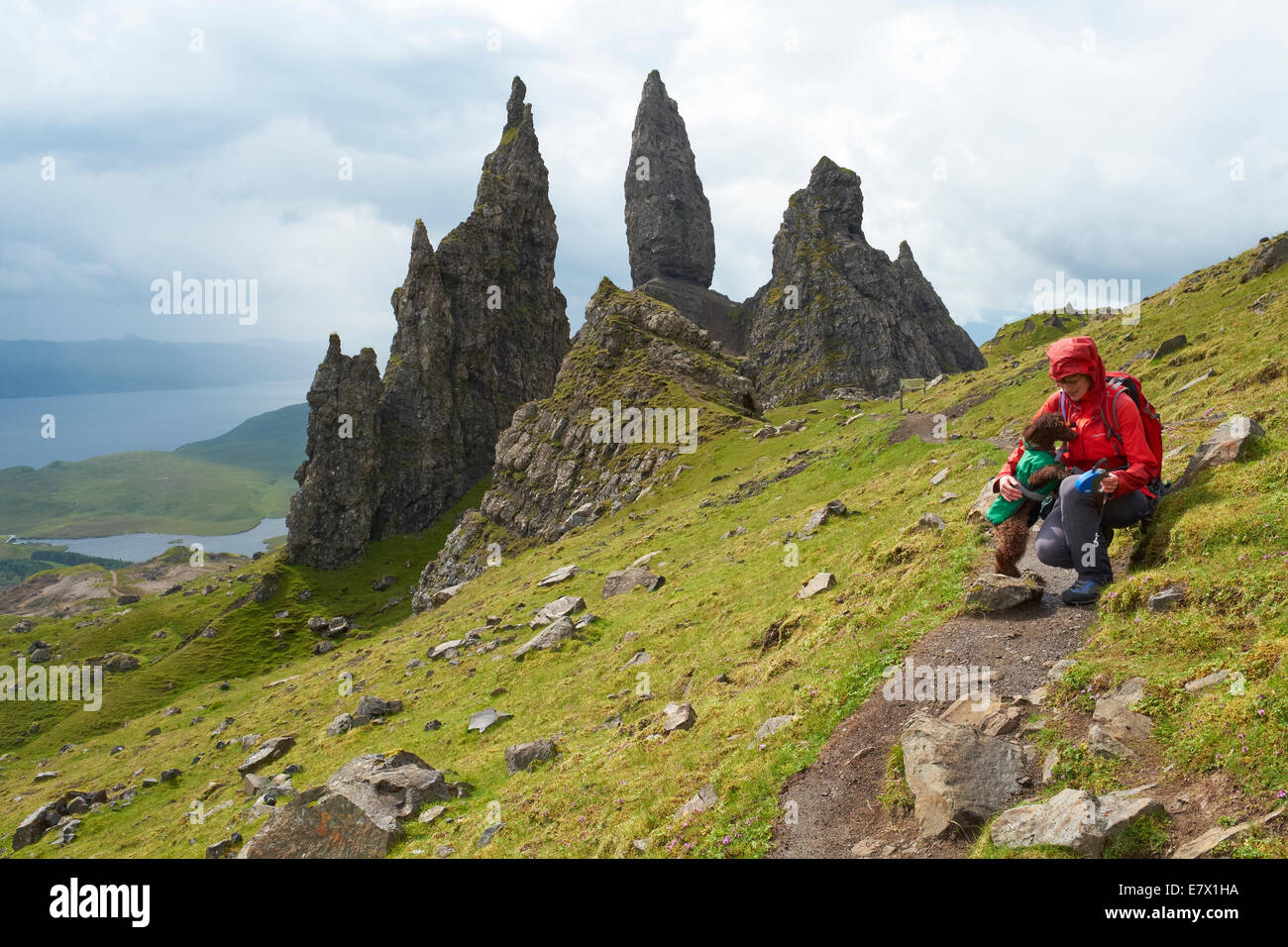 Looking over the Quiraing, Storr and the Sound of Raasay on the Isle of Skye, Scottish Highlands, Scotland. Stock Photo