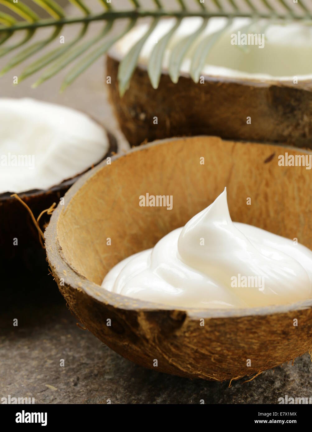 moisturizer natural coconut cream for face and body Stock Photo