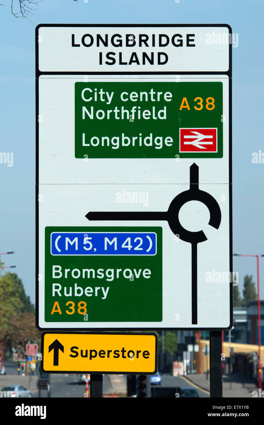 Longbridge Island road sign, Birmingham, England, UK Stock Photo