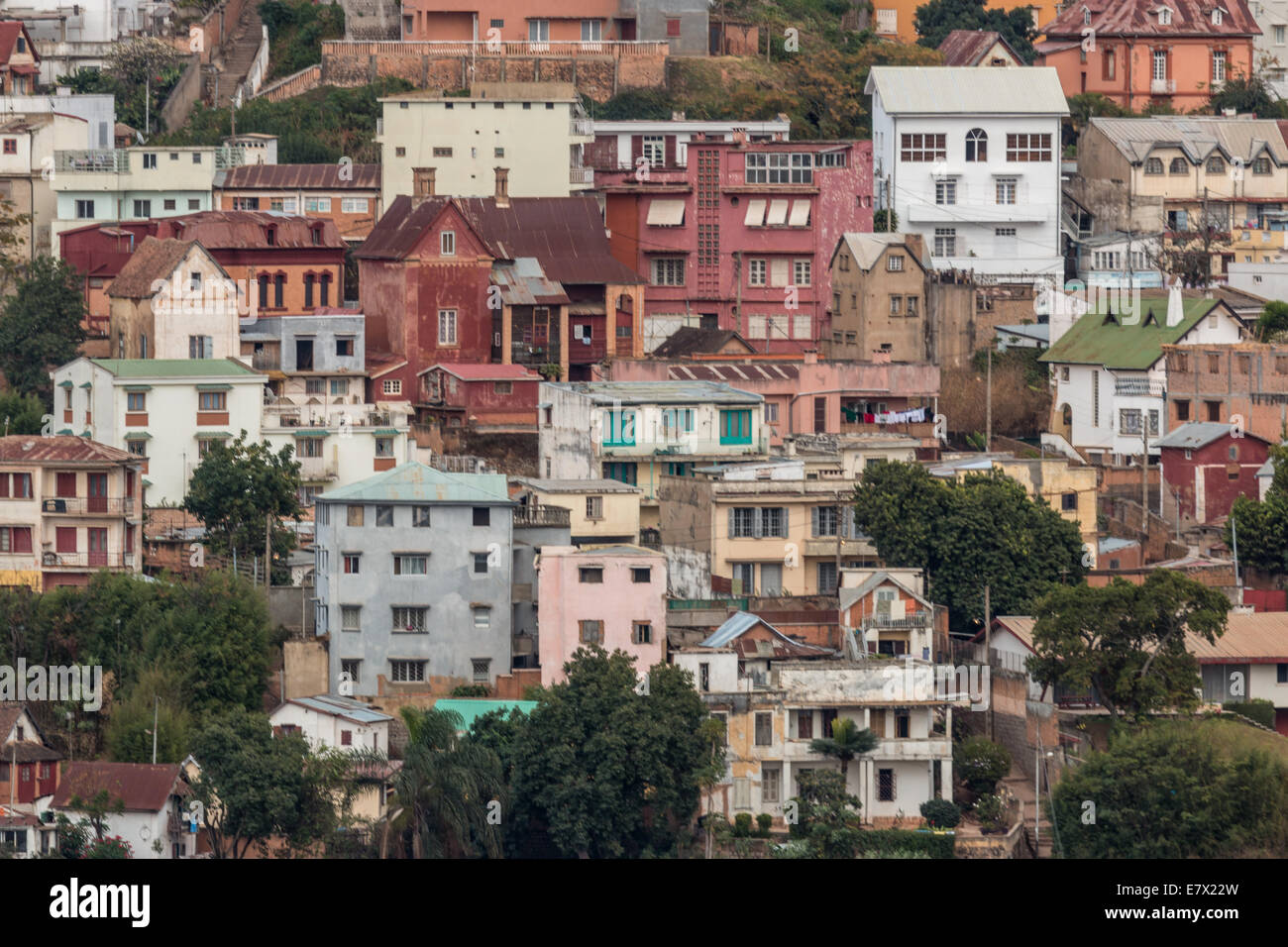 View of the densely packed houses on one of the many hills of