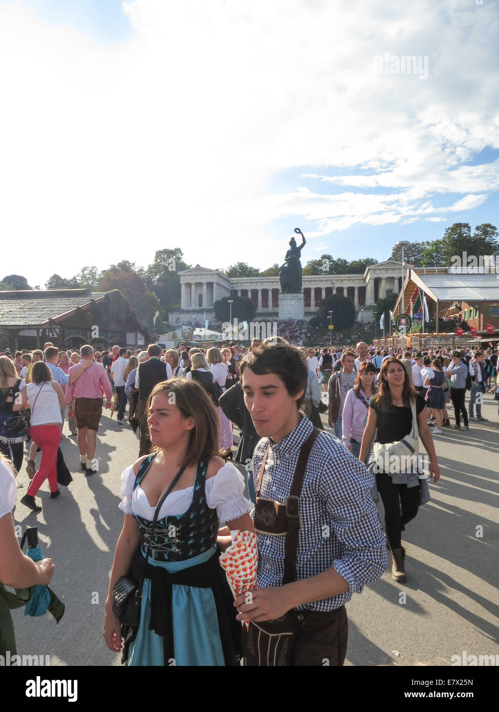 Scene from the annual funfair Oktoberfest - also known as Wiesn - on 20 September 2014 in Munich - Bavaria - Germany. Stock Photo